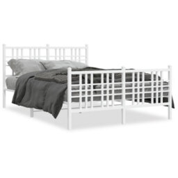 Berkfield Metal Bed Frame Without Mattress With Footboard White 137X190Cm - thumbnail 2