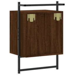 Berkfield Bedside Cabinet Wall-Mounted Brown Oak 40X30X61 Cm Engineered Wood - thumbnail 8