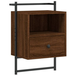 Berkfield Bedside Cabinet Wall-Mounted Brown Oak 40X30X61 Cm Engineered Wood - thumbnail 2