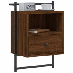 Berkfield Bedside Cabinet Wall-Mounted Brown Oak 40X30X61 Cm Engineered Wood - thumbnail 3