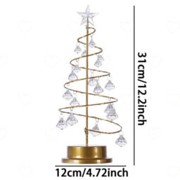 Amorly Acrylic Crystal Christmas Tree Night Light, Copper Wire Led Desk Lamp, Warm Ambience Decoration For Christmas Party Table Displays - thumbnail 2