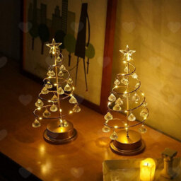 Amorly Acrylic Crystal Christmas Tree Night Light, Copper Wire Led Desk Lamp, Warm Ambience Decoration For Christmas Party Table Displays - thumbnail 8