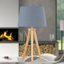 First Choice Lighting Set Of 2 Light Oak Table Lamp Or Bedside Lights With Grey Shades - thumbnail 4