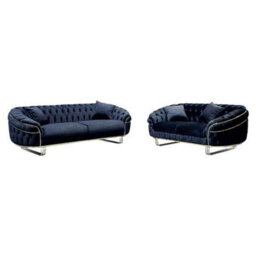 Sliding Wardrobes 4 u LTD Cumesh 3+2 Plush Velvet Chesterfield Sofa Set Available In 3 Colors - Black 3+2 - thumbnail 2