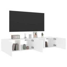 Berkfield Durable Tv Wall Cabinets With Led Lights 2 Pcs White 80X35X31 Cm - thumbnail 6