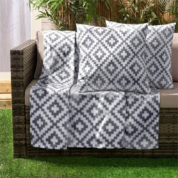 Geo Tile Throw Over Bed Blanket Travel Garden Chair Soft Fleece Warm Bedspread Grey - thumbnail 5