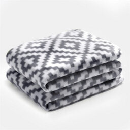 Geo Tile Throw Over Bed Blanket Travel Garden Chair Soft Fleece Warm Bedspread Grey