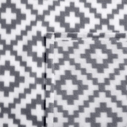 Geo Tile Throw Over Bed Blanket Travel Garden Chair Soft Fleece Warm Bedspread Grey - thumbnail 3
