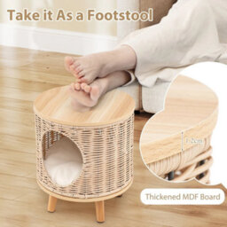 Cat House Cat Bed Indoor Cat Litter Box Enclosure W/ Detachable Cushion - thumbnail 6