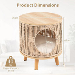 Cat House Cat Bed Indoor Cat Litter Box Enclosure W/ Detachable Cushion - thumbnail 2