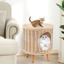 Cat House Cat Bed Indoor Cat Litter Box Enclosure W/ Detachable Cushion - thumbnail 3