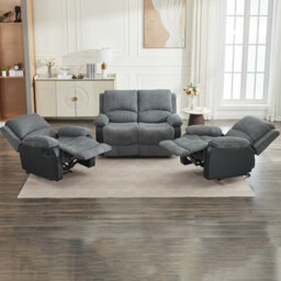 Manual Reclining Sofa Set, Corduroy Fabric Recliner Sectional Sofa Suite - 1+1+2 Sofa Set - thumbnail 9