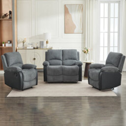 Manual Reclining Sofa Set, Corduroy Fabric Recliner Sectional Sofa Suite - 1+1+2 Sofa Set - thumbnail 3
