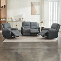 Manual Reclining Sofa Set, Corduroy Fabric Recliner Sectional Sofa Suite - 1+1+2 Sofa Set - thumbnail 7
