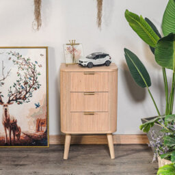 Nordlys 3-Drawer Natural Wood Dresser Classic Style Bedroom - thumbnail 8