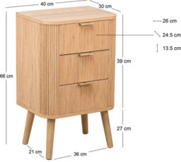 Nordlys 3-Drawer Natural Wood Dresser Classic Style Bedroom - thumbnail 6