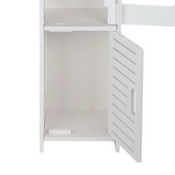 White Wooden Freestanding Toilet Roll Holder Bathroom Storage Cabinet - thumbnail 3