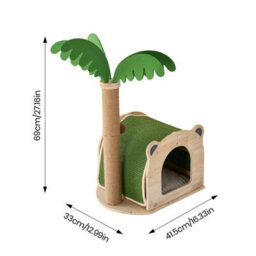 Living And Home Coconut Tree Cat Tree With Scratching Post And Hanging Balls - thumbnail 6