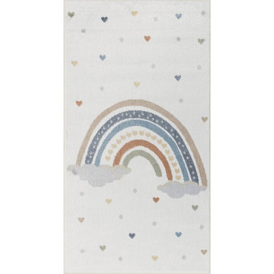 Livabliss Lillian-Kids Beige Orange Blue Green Washable Rug For Children's Rooms 80 X 150 Cm Easy Care, Non Shedding - image 1