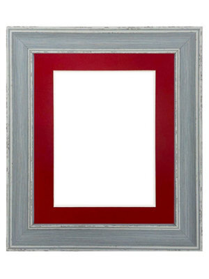 Frames By Post Scandi Distressed Blue Frame With Red Mount For Imagesize A2 - image 1