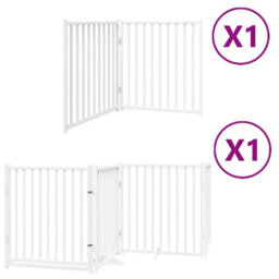 Walplus White Dog Gate With Door Foldable 6 Panels 480 Cm Poplar Wood 5 Panels + 1 Door - thumbnail 2