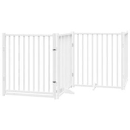 Walplus White Dog Gate With Door Foldable 6 Panels 480 Cm Poplar Wood 5 Panels + 1 Door - thumbnail 4