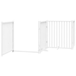 Walplus White Dog Gate With Door Foldable 6 Panels 480 Cm Poplar Wood 5 Panels + 1 Door - thumbnail 5