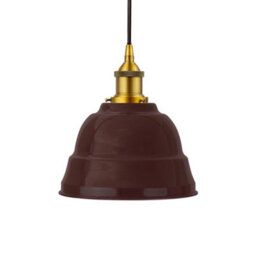 Burgundy Red Lincoln Painted Dome Pendant Light With Antique Gold Lamp Holder And Black Round Cable - Se Home