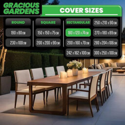 Gracious Gardens Rectangular 180X120X74Cm Outdoor Patio Waterproof Garden Furniture Cover, Weatherproof Rattan Sofa Protector - thumbnail 4