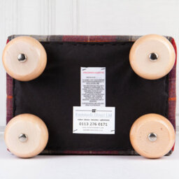 Small Tartan Footstool - Eltham Claret Red - Natural Gloss Bun Feet - thumbnail 4