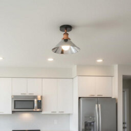 Pack Of 2 Semi Flush Ceiling Light Electroplated Chrome Finish With Metal E27 Base Holder And Cone Lampshade - thumbnail 3