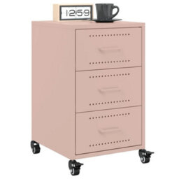 Berkfield Bedside Cabinet Pink 36X39X59 Cm Steel - thumbnail 4