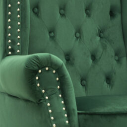 Velvet Wingback Fireside Chair Armchair With Buttons Emerald Green - thumbnail 4