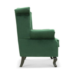 Velvet Wingback Fireside Chair Armchair With Buttons Emerald Green - thumbnail 5