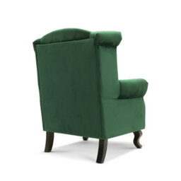 Velvet Wingback Fireside Chair Armchair With Buttons Emerald Green - thumbnail 6
