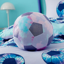 Catherine Lansfield Kids Tie Dye Football Shaped Cushion Lilac - thumbnail 1