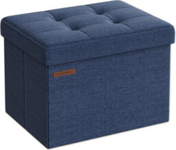 Songmics Storage Chair, Ottoman, Compact Foldable Footrest For Dorms Or Bedrooms, Light Denim Blue - thumbnail 5