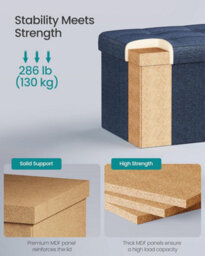 Songmics Storage Chair, Ottoman, Compact Foldable Footrest For Dorms Or Bedrooms, Light Denim Blue - thumbnail 3