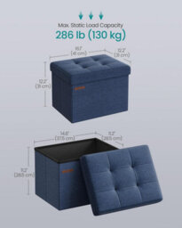Songmics Storage Chair, Ottoman, Compact Foldable Footrest For Dorms Or Bedrooms, Light Denim Blue - thumbnail 2