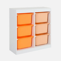 Sweeek - Children's Storage Unit With 6 Plastic Bins White Orange/peach 81.5X30X89 Cm - Sora