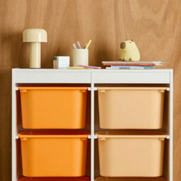Sweeek - Children's Storage Unit With 6 Plastic Bins White Orange/peach 81.5X30X89 Cm - Sora - thumbnail 6