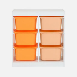 Sweeek - Children's Storage Unit With 6 Plastic Bins White Orange/peach 81.5X30X89 Cm - Sora - thumbnail 2