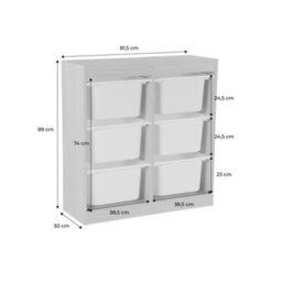 Sweeek - Children's Storage Unit With 6 Plastic Bins White Orange/peach 81.5X30X89 Cm - Sora - thumbnail 8