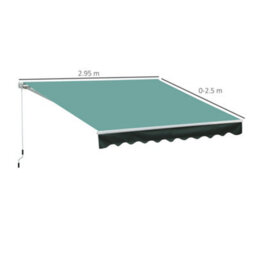 Outsunny Garden Sun Shade Canopy Retractable Awning, 3 X 2.5M, Green - thumbnail 3