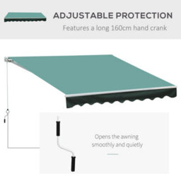Outsunny Garden Sun Shade Canopy Retractable Awning, 3 X 2.5M, Green - thumbnail 6