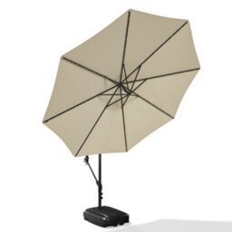 Living And Home 3M Led Lighted Large Garden Cantilever Patio Parasol Sun Shade Banana Umbrella Crank Tilt With Fillable Base, Beige - thumbnail 3