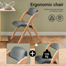 Sobuy Fst92-Sgx2,set Of 2 Folding Chairs Padded Wooden Dining Office Desk Chairs,grey,w47Xd51Xh78 - thumbnail 4