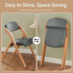 Sobuy Fst92-Sgx2,set Of 2 Folding Chairs Padded Wooden Dining Office Desk Chairs,grey,w47Xd51Xh78 - thumbnail 5