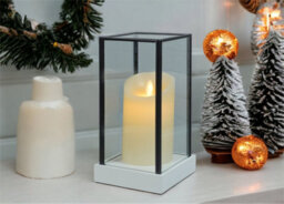 Netagon Xmas Haus Hurricane Glass Artificial Candle Holder With Large Led Candle Battery Operated - thumbnail 3
