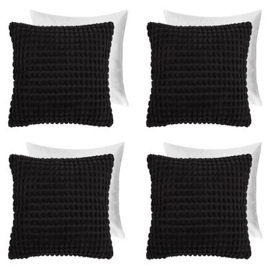 OHS 4 Pack Bobble Filled Cushion Cover , Black - 45 X 45Cm - image 1